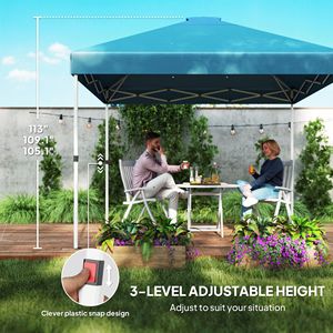 Tenda a Baldacchino Pop-up Blu Scuro 3x3 Metri con 2 Pareti Laterali e Borsa con Ruote, Riparo Solare Istantaneo con Protezione UV50+ - Product Image 6