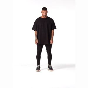 Camiseta Negra Oversize de Algodón 100% Grueso de 230g con Cuello Alto y Hombros Caídos para Hombre y Mujer, Tallas Grandes, Casual, Personalizable - Product Image 1