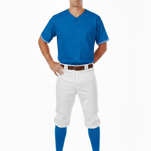 Maillot de baseball bleu pour homme avec pantalon blanc, ensemble uniforme de baseball respirant en polyester, taille adulte - Product Image 1