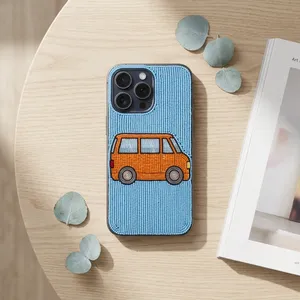 Coque de téléphone brodée de perles pour Apple iPhone, fond bleu clair, accessoire de mode moderne pour la broderie - Product Image 3