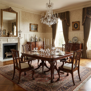 Silla de Comedor Clásica Contemporánea de Madera de Haya Resistente, Tapizada en Lino, Tallada a Mano, Muebles de Lujo para Comedor - Product Image 5