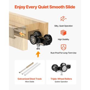 Kit Telaio per Porta Scorrevole a Scomparsa per Porte Larghe 24-30 Pollici e Alte 80 Pollici, Meccanismo di Chiusura Morbida Bidirezionale, Scorrimento Fluido e Silenzioso - Product Image 4