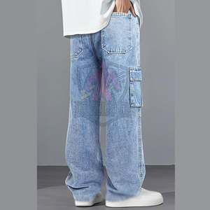 กางเกงยีนส์ทรงหลวมเอวสูงสำหรับผู้ชาย ผลิตตามสั่ง MOQ ต่ำ ขายส่ง น้ำหนักเบา ผ้าฝ้าย 100% คุณภาพสูง - Product Image 3