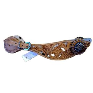 Correas de Espuelas de la Mejor Calidad, Correas de Espuelas Occidentales de Cuero DD de Alta Calidad con Hebilla de Pin, Correas de Espuelas con Conchos Tallados a Mano, Colores Surtidos - Product Image 1