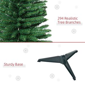 Albero di Natale Artificiale Verde Sottile da 1,5 m con 294 Rami Realistici e Base in Plastica, Decorato per Interni - Product Image 6