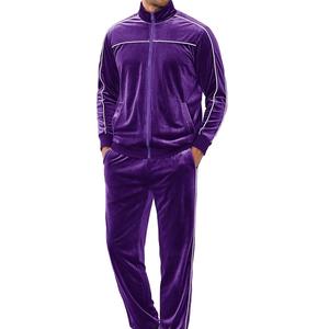 Ensemble de jogging en velours coupe ajustée, survêtement respirant à taille élastique pour l'automne, tenue de sport décontractée, survêtement en velours uni personnalisé - Product Image 4