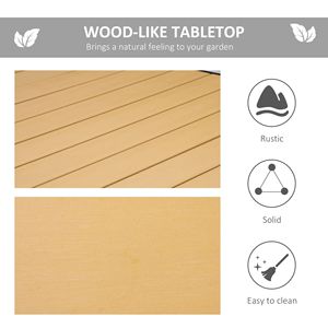 "Aluminum Frame 8-Person Rectangular Patio <b>Table</b> with HDPE Wood Top & Non-Slip Foot Pads" - Product Image 4