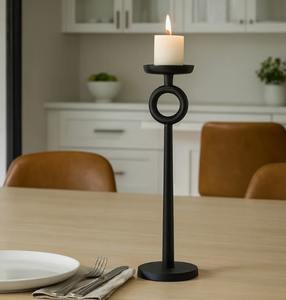 Porte-bougie moderne en métal noir, support de bougie minimaliste haut pour table, pour la décoration de la maison au meilleur prix - Product Image 3