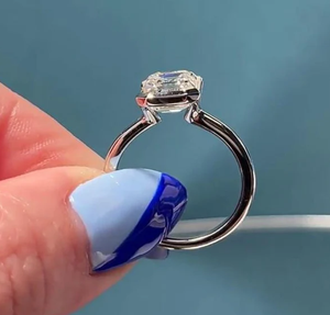 แหวนหมั้นเพชรทรง Asscher แบบเดี่ยว ทองคำขาว 14K รับรองโดย IGI สไตล์มินิมอล ชุบโรเดียม สี E สำหรับผู้หญิง - Product Image 3