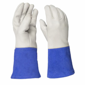 Gants de sécurité haute performance et robustes en cuir de chèvre et croûte de vache, résistants aux flammes pour soudage TIG, avec coutures renforcées - Product Image 5