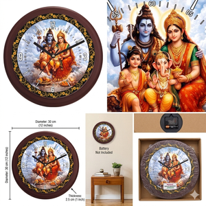 Personalized Printed Hindu God Shiv Family Wall Clock for Promotional Use at Home Temple Christmas or New Year - Product Image 3