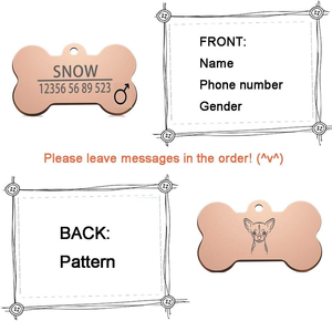 Étiquette d'identification pour chat et chien, étiquette d'identification pour animaux de compagnie avec un design classique pour chiens, étiquette personnalisée avec nom et coordonnées pour colliers d'animaux de compagnie, pour l'extérieur - Product Image 3