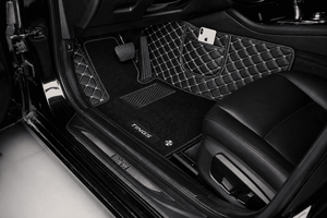 Tapis de sol de voiture de luxe en cuir PU et velours, sur mesure, entièrement couvrants, matelassés losanges, antidérapants, imperméables, OEM ODM - Product Image 3