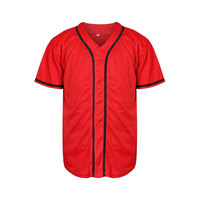 Maillot de baseball noir personnalisé unisexe à manches courtes, uniforme en maille respirante sublimée pour adultes, toutes saisons, fermeture à boutons
