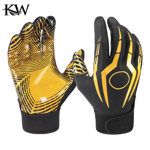 Gants de football américain professionnels pour l'entraînement et les matchs, super adhérents, imperméables, avec sangle de poignet réglable, 1 paire, en PU, gants complets - Product Image 5