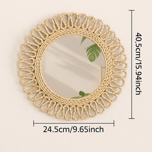 Premium Rattan <b>Mirror</b> Elegant Natural Frame Perfect For Daily Use Cafe And Boutique Decor Natural And Aesthetic Vibe From India - Product Image 4