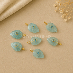 Colgante con Incrustaciones de Hoja de Aguamarina 14x10mm, Gema Azul en Forma de Hoja, Piedra Suelta para Fabricación de Joyas, Componente para Collares y Manualidades - Product Image 2