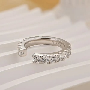 New Design 925 Moissanite Round Cut <b>Open</b> Women's Wedding Band Sterling Silver White Gold Plated 1.4 Carat <b>Ring</b> - Product Image 4