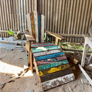 เก้าอี้ไม้รีไซเคิลสไตล์เรสติกสีธรรมชาติพร้อมพนักพิง สำหรับริมสระน้ำ ชายหาด รีสอร์ท โรงแรม วิลล่า สวน ลานบ้าน - Product Image 3