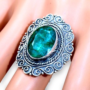 <b>Emerald</b> Gemstone 925 Sterling <b>Silver</b> Fine <b>Ring</b> Top Grade Handmade Jewelry for Wholesale Buyers - Product Image 1