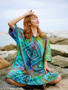 Women's Plus Size Straight Maxi Casual Dress Tie-Dye <b>Kaftan</b> Swimwear Cover <b>Summer</b> Beach Boho Abaya Natural Slit Design Tassel - Product Image 2