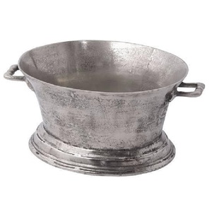 Refroidisseur à vin standard en aluminium moulé, finition argentée, forme ronde, avec poignée, pour bar, articles de fête, seau à glace - Product Image 1