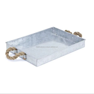 Bandeja Metálica Galvanizada de Estilo Art Deco Moderno con Asa de Cuerda para Uso Doméstico, Forma Rectangular, Decoración para Aniversario - Product Image 1