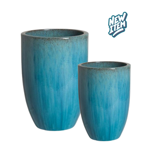 Lot de 3 pots de fleurs ronds en céramique émaillée, grandes et petites tailles, pour les décorations de jardin en plein air. - Product Image 2