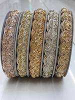 Bordure en dentelle brodée de perles en polyester métallisé lavable de 1,2 po pour sacs, vêtements, chaussures et textiles de maison