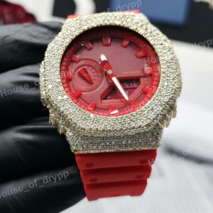 Montre à cadran rond en argent 925 avec bracelet en caoutchouc - Montre numérique - analogique pour unisexe, usage quotidien - Product Image 4