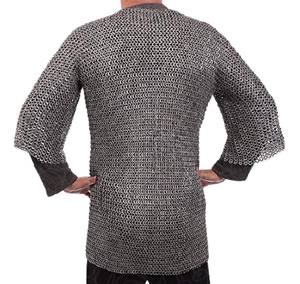 Camisa de malla de acero dulce medieval de media manga, armadura de caballero hecha a mano con anillos planos remachados de 0,9 mm para disfraz de recreación histórica - Product Image 3