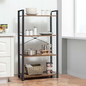 4-Tier <b>Rustic</b> Industrial Bookshelf Display <b>Shelf</b> Storage Rack - Product Image 1