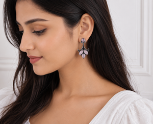 Fashion Purple Multi Stone Drop <b>Earrings</b> for Women | Elegant Gemstone Stud <b>Dangle</b> <b>Earrings</b> | Wholesale Jewelry - Product Image 5