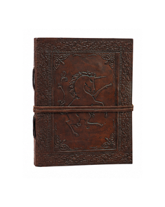Carnet en cuir céleste – Couverture gravée Licorne, Étoiles et Lune, Journal artisanal antique avec papier à bords festonnés - Product Image 6
