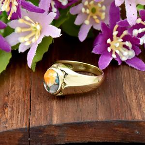 Handmade <b>Men</b> Osyter Copper Turquoise 18K Gold Vermeil Oval Shape Stignet <b>Ring</b> 925 <b>Sterling</b> <b>Silver</b> Fine <b>Ring</b> For <b>Men</b> Gift Parties - Product Image 4