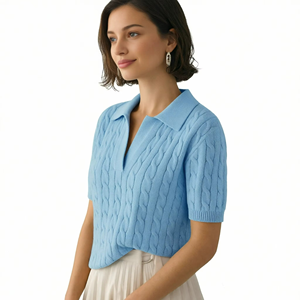 Ladies Fashion <b>Sweaters</b> Woman <b>Pullovers</b> <b>Sweater</b> Solid Color Casual Knitted <b>Pullover</b> Polo Shirt Knitted <b>Sweater</b> - Product Image 5
