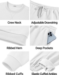 <b>Men's</b> <b>Navy</b> Blue Tracksuit 2 Piece Set Crew Neck Sweatshirt <b>Jogger</b> Pants Solid Color Casual Sportswear Full Length Regular Fit - Product Image 6