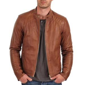Chaqueta de cuero para hombre estilo urbano con cremallera completa, forro interior suave, ideal para clima frío, longitud media. - Product Image 4