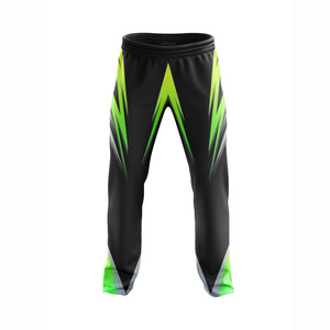 Pantalon de survêtement sportif pour homme, noir et vert à motifs, taille élastique, séchage rapide, léger, idéal pour l'été, impression par sublimation - Product Image 1