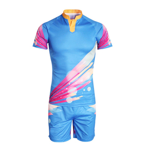 Uniforme de Rugby para Hombre, Azul y Rosa Degradado, Sublimado, Manga Corta, Ajustado, Secado Rápido, Ropa Deportiva para Todas las Temporadas - Product Image 1