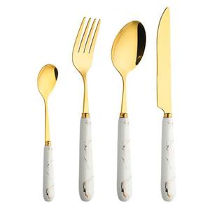 Juego de Cubiertos de Lujo en Oro con Soporte de Mármol, Organizador de Cucharas y Tenedores de Metal, Porta Servilletas, Vajilla Decorativa Moderna para Cocina - Product Image 6