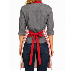 Nouvelle collection de tabliers de cuisine de haute qualité, super absorbants, blancs avec rayures rouges, en coton teint, à prix abordable. - Product Image 4
