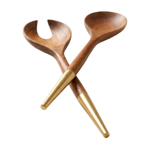 Pinzas para Ensalada de Madera Rústicas Hechas a Mano, Utensilios de Servir Antiadherentes Seguros de Madera de Teca, Juego de Utensilios de Cocina, Proveedor de Vajilla, OEM - Product Image 3