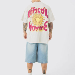 OEM Heavyweight Crew Fitness <b>Polyester</b>/Cotton Eco-Friendly Breathable Drop Shoulder Hip Hop <b>Tshirt</b> Custom Loose Men's Plus Size - Product Image 2