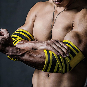 สายรัดข้อมือยกน้ำหนักแบบคลาสสิกสีเหลืองดำลายทาง พร้อมตัวล็อคแบบหัวเข็มขัด สำหรับการฝึกความแข็งแรงในยิมและการดูแลสุขภาพ - Product Image 2
