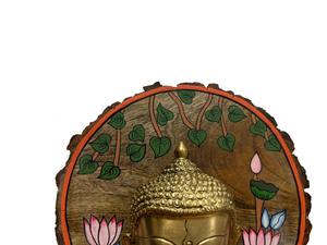 Masque de Bouddha en résine, sculpture artisanale, statue de table, technique de moulage, figurine, design Feng Shui, marque Nirmala Handicrafts - Product Image 3