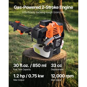 Potatore a Palo a Benzina 2 Tempi 33CC con Barra di Taglio da 8 Pollici, Autonomia di 6,7 Ore e Serbatoio Carburante da 30 Fl.oz - Product Image 3