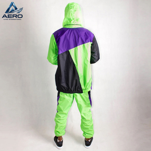 Conjunto Deportivo Cortavientos Impermeable Color Verde Neón, Traje de Nylon para Entrenamiento y Jogging, Ropa Casual, Precio al por Mayor - Product Image 3