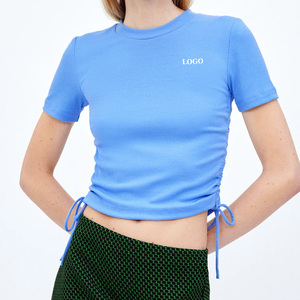 Camiseta de manga corta para mujer, diseño de verano, con precio de fábrica económico, servicio OEM para compradores al por mayor, diseño elegante. - Product Image 3
