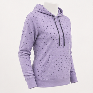 Sudadera con Capucha Personalizada para Mujer, Color Lavanda Suave, Corte Ajustado y Relajado, Diseño de Puntos, Ligera, de Algodón y Felpa - Product Image 4